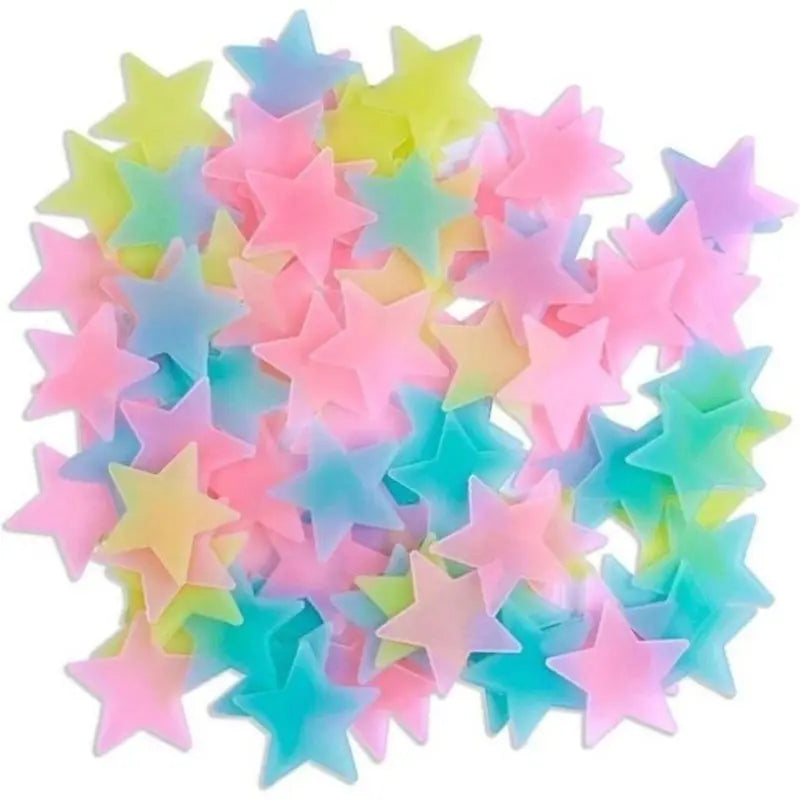 2pcs 1.18-Inch Self-Adhesive Heat-Resistant Stain-Resistant Plastic Glow-in-Dark Wall Stars Stickers, Assorted Hues Fluorescent Decals with Simple Wall Sticker Setup, Kids Bedroom Ceiling Home Decor