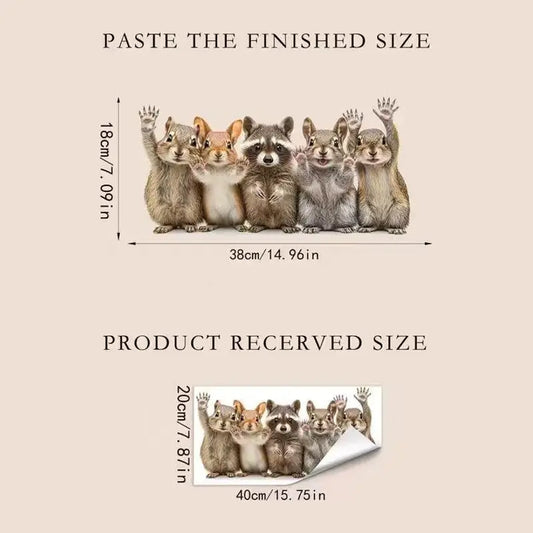 Forest Animal Waving Pattern Glass Sticker, Living Room Balcony Window Decor, Self-Adhesive Waterproof Tile Wall Sticker