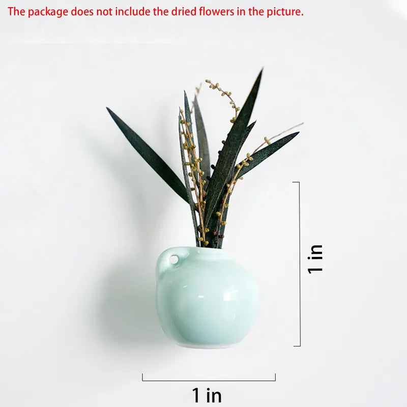 8PCS Cute Mini Ceramic Bud Vase Fridge Magnet Set - Waterproof 3D Magnetic Bottle Vases, Refrigerator Decorating Magnets for Plant Display, Ideal Home Gift