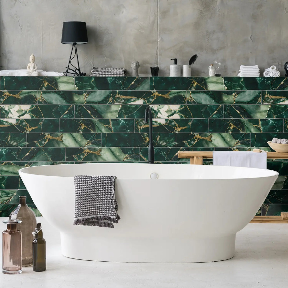 12-Piece Crystal Marble Floor Tile Decals, PVC Waterproof Stickers, Peel-And-Stick Application, Waterproof Oil-Resistant Slip-Resistant, Home Decor Wall/floor Accents, Decorative Tiles Sticker