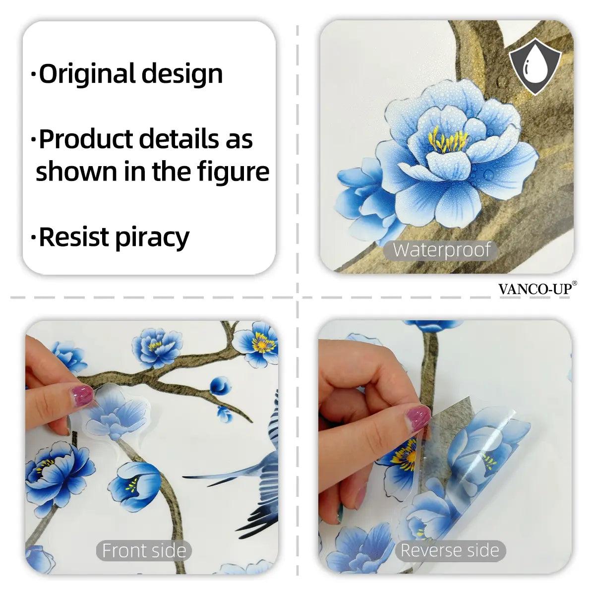 A set of two (30*90cm*2pcs) blue flower, branch and birdcage wall stickers, Decorative Wall Stickers, Wall Stickers Decorations, home decor for living room and bedroom (M15054-YC)