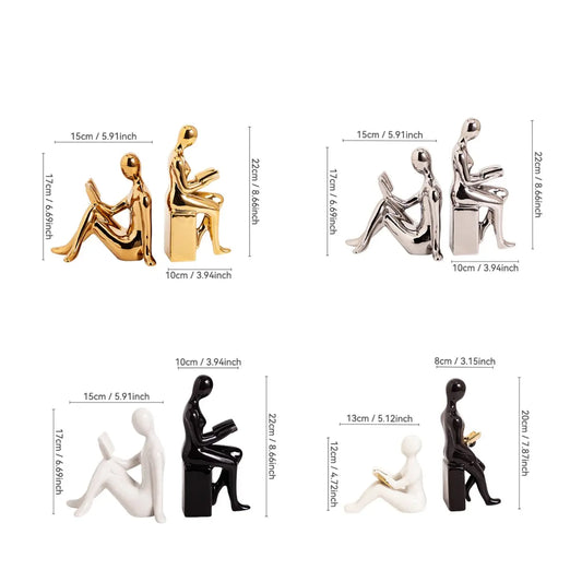 Modern Minimalist Book Stand Set of 2, Abstract Figure Design, and Statues, Ceramic Decor, Home Office Decor, Modern Home Decoration, Decoration Items, Perfect Gift for Weddings, Birthdays, Mother's Day