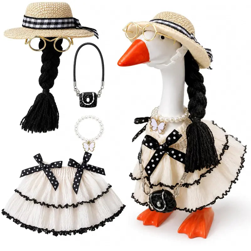 Mini 7-in Fabric Set, 7-Inch Desk Goose Charm, Hawaii Summer Outfit Accessory for Home Office Decor (Unisex), Mini 7" Goose
