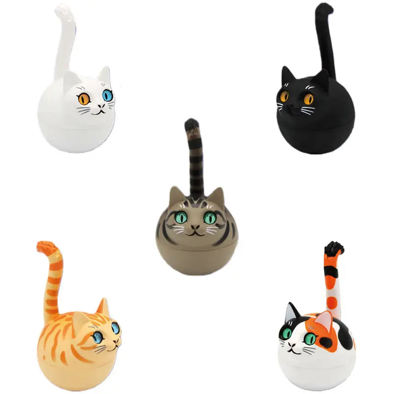 Roly Poly Cat Gacha Capsule, Wobble Cat Figurine with Following Eyes, Desktop Ornament, Car Dashboard Decor, Collectible Toy for Cat Lovers