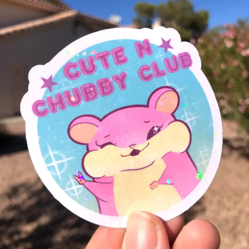 Cute & Chubby Club Sticker for Decorating Your Laptop, Skateboard or Flask - Waterproof Vinyl Decal