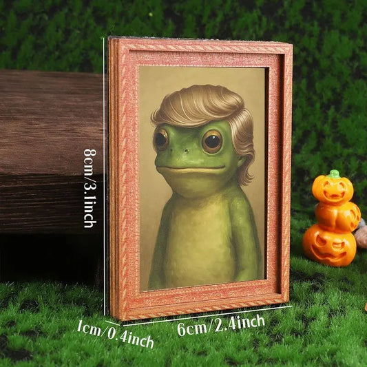Funny Frog Refrigerator Magnet, Mini Photo Frame Fridge Magnet, Humorous Home Decor, Festive Decoration, Great Holiday Gift, Refrigerator Decorating Magnet, Photo Magnets, Decorative Fridge Magnets