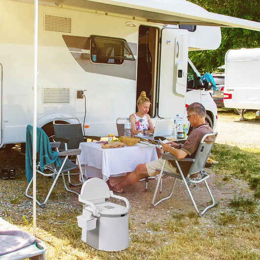 Outdoor toilet with toilet paper holder/anti-slip strip/leather cushion Suitable for outdoor RV bathrooms. Summervibes