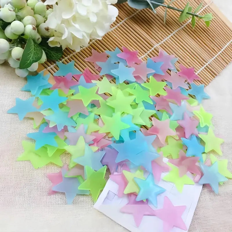 2pcs Plastic Glow-In-The-Dark Fluorescent Star Adhesive Decals, Peel And Stick Rectangular Flats Wall Decor for Kids' Bedrooms, Halloween Home Supplies