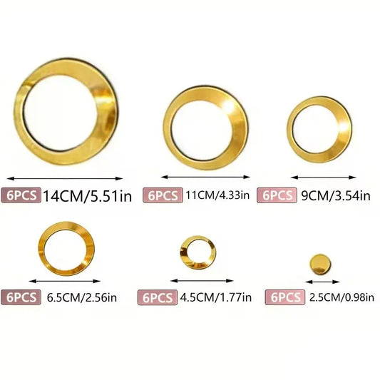 36PC Golden hollow Round Design acrylic mirror Decorative wall sticker, Decorative Stickers, suitable for home decoration, living room, bathroom, bedroom, lintel decoration, DIY Removable wall sticker