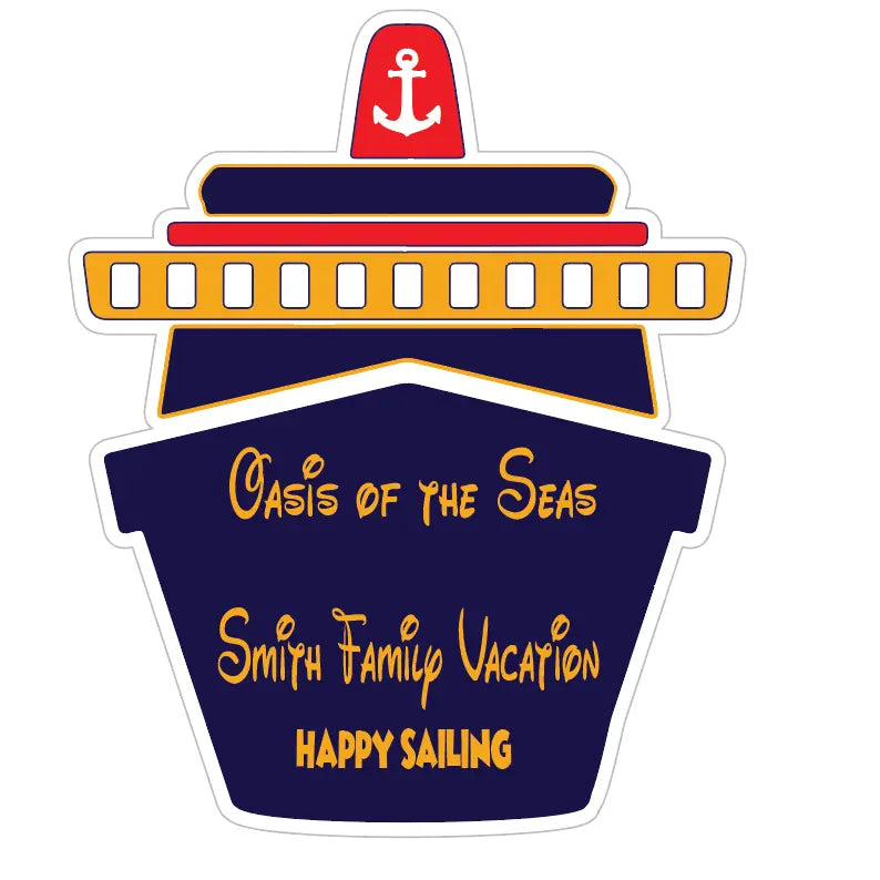 Blue Yellow Red Ship front Cruise Door Magnet - 9”| Printed Vinyl Magnet - Ideal for Cruise Ship Cabin Door, Fridge, Refrigerator & Metal Door Decor