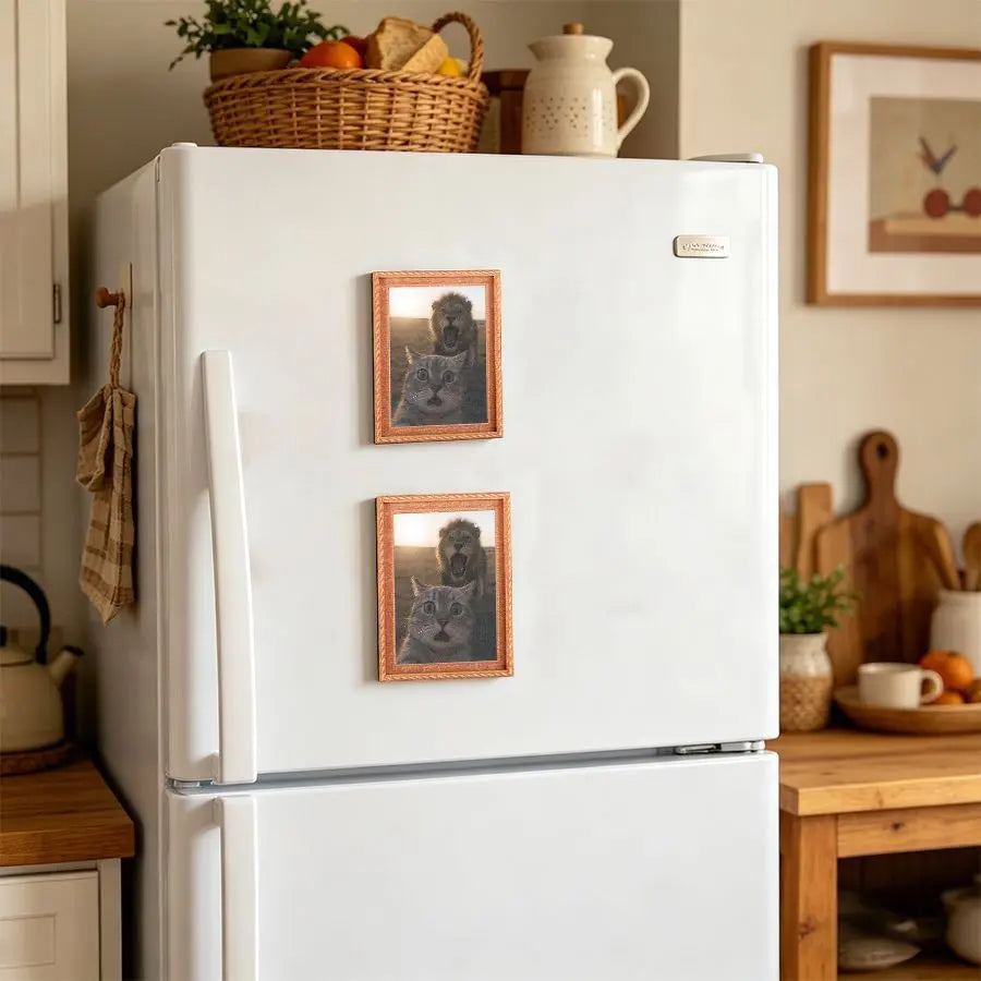 1PC Funny Cat Refrigerator Magnet, Creative Back Magnetic Fridge Magnet, Mini Photo Frame Magnet, Selfie Cat Magnet, Home Decor Gift, Photo Magnets, Cute Magnets For Fridge, Refrigerator Decorating Magnet, Decorative Fridge Magnets