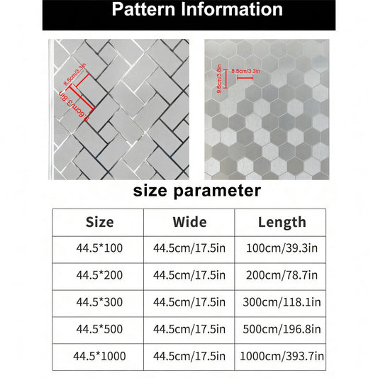 1pc 44.5cm Decorative Geometric Pattern Removable Window Film, Privacy Glass Sticker, UV Protection, Universal Fit for Doors and Windows, Window Stickers