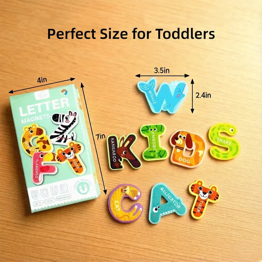 26 Animal ABC Magnets, Large Refrigerator Magnetic Letters, Preschool Learning Toy for Spelling Games, Ideal Educational Toys for Tots