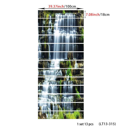 Stair sticker, tile sticker, Peel and paste stair sticker vinyl strip sticker sticker sticker waterproof Waterproof Decal removable wall sticker 100cm * 18cm * 13pcs/1 set, Decorative Wall Sticker Home Decor