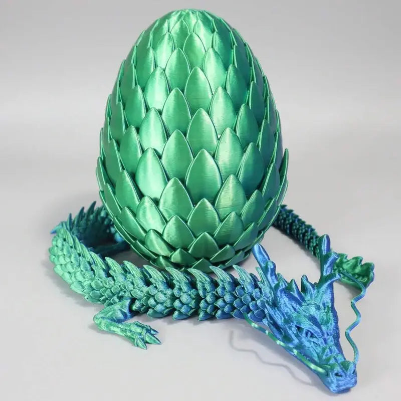 18cm Articulated 3D Printed Dragon Egg Decoration & 60cm Collectible Figurine - Home Decor, Stress Relief Articulated Fidget Figurines, Fidget Toys, Dragon Motif Ornament Gift, Fidgettoys