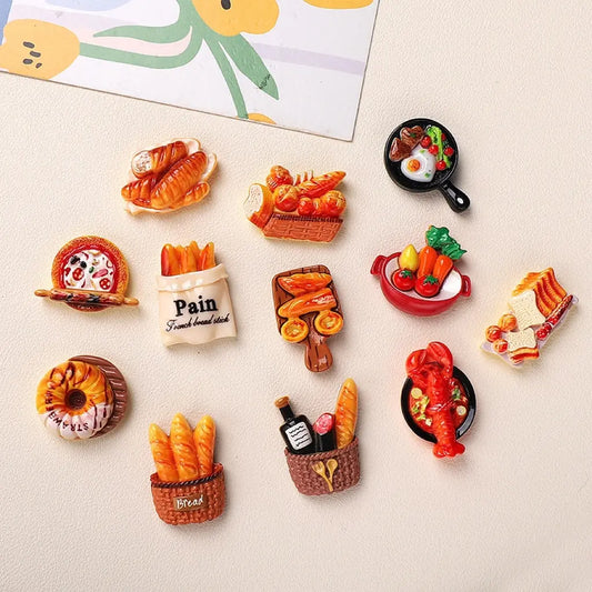 Set of 12 Fun Food Dessert Fridge Magnets, Refrigerator Decorating Magnet, 3D Realistic Design, Creative Decorative Magnet Stickers, Perfect for Kitchen & Home Decoration, Magnetic Item