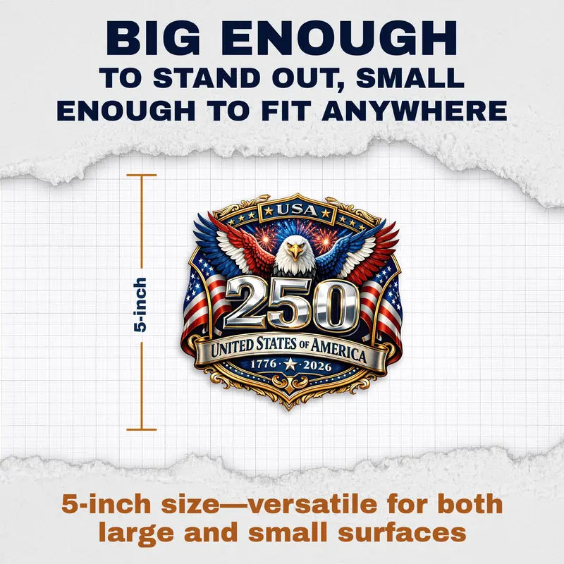 250 Years Strong USA Anniversary Emblem Magnet - 2 Pack Magnets For Truck Car SUV Refrigerator Toolbox Gift - Design For Semiquincentennial Liberty Magnetic - 5 Inch 2 Piece - USAMAG0010