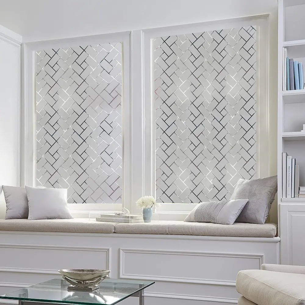 1pc 44.5cm Decorative Geometric Pattern Removable Window Film, Privacy Glass Sticker, UV Protection, Universal Fit for Doors and Windows, Window Stickers