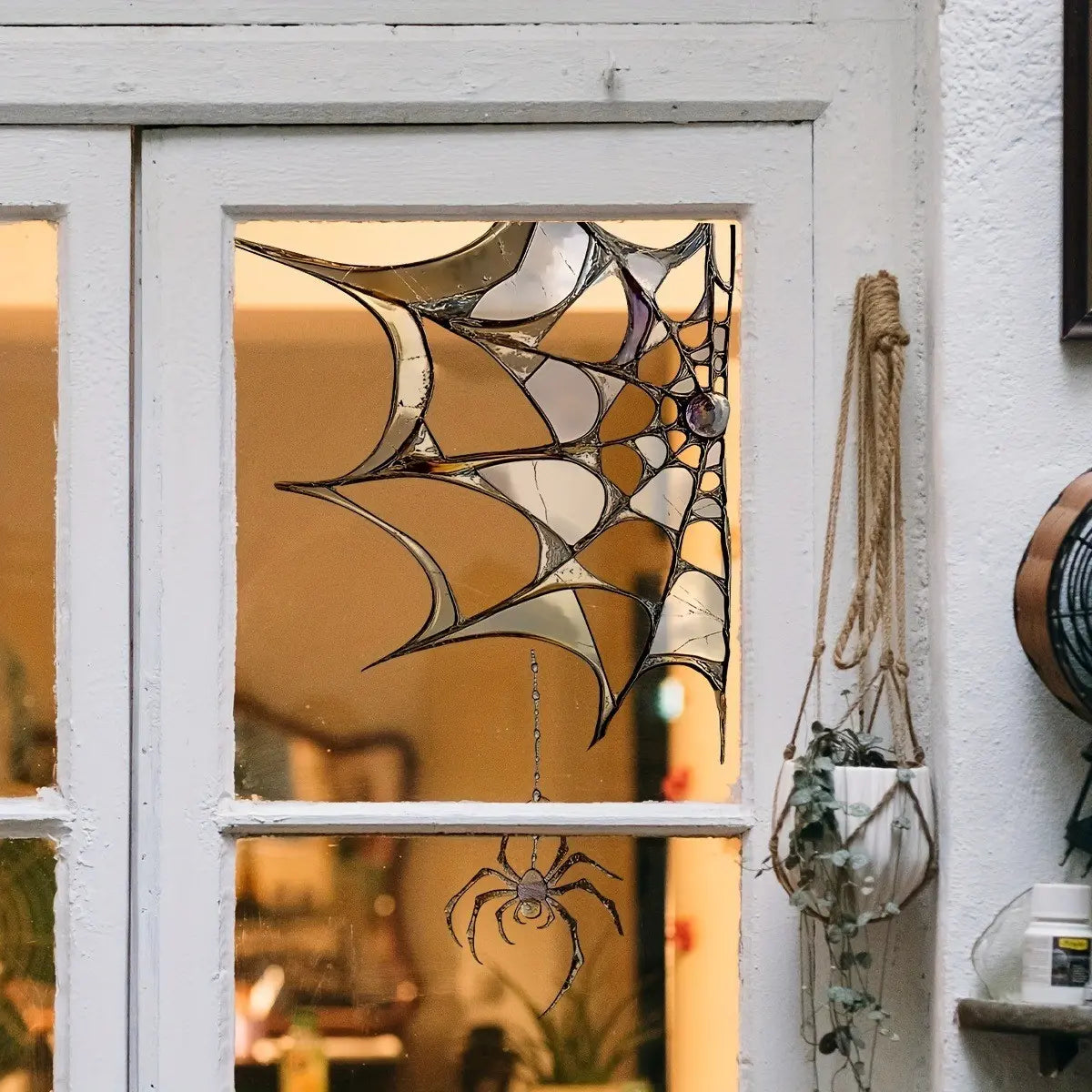 Halloween Spider Web Static Glass Sticker, Decoration Sticker, Double-Sided Visible, 20 Wires, Self-Adhesive Window Decor, 11.81 X 11.81 Inches, D12001-Yx