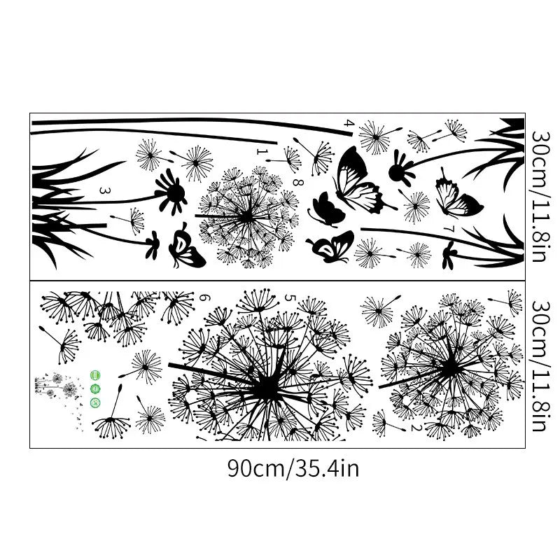 Romantic Dandelion Self-Adhesive Wall Stickers, Bedroom Living Room Background Decor, Vinyl Wall Decals for Home Decoration, Decorative Decal, Flowers, Floral Wall Decals, Flower Decals for Walls