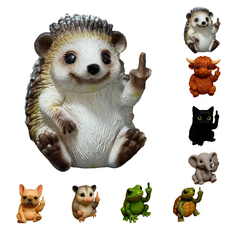 Fun Mini Middle Finger Animal Statue,Resin Middle Finger Animals Decor Statue for Desktop,Office and Car, Funny and Cute Middle Finger Humor Gag Gifts