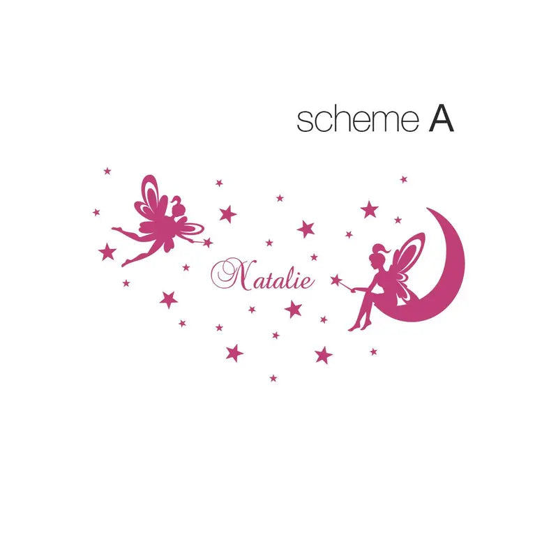 SIMPLE SHAPES Personalized Baby Name Enchanted Flying Fairy Peel-and-Stick Wall Decal - Separate Stars-Themed Custom Adhesive Stickers, Nursery Decor, Accent Wall Room Art, Home Decor Supplies