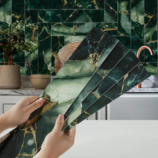 12-Piece Crystal Marble Floor Tile Decals, PVC Waterproof Stickers, Peel-And-Stick Application, Waterproof Oil-Resistant Slip-Resistant, Home Decor Wall/floor Accents, Decorative Tiles Sticker