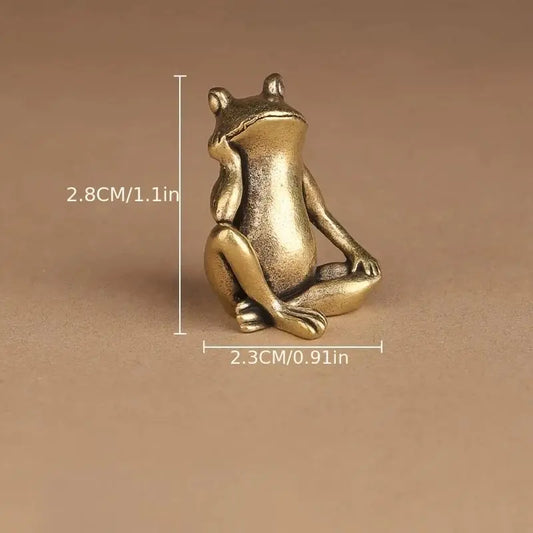 Handcrafted Brass Frog Sculpture, Decorative Sculptures, Art Figurine, Vintage-Inspired Meditative Pose, Polished Metal Home Decor, Home Decor Statue, Living Room Decor, Statue Figurines, Decoration Figure, Unique Gift for Collectors and Nature Lovers