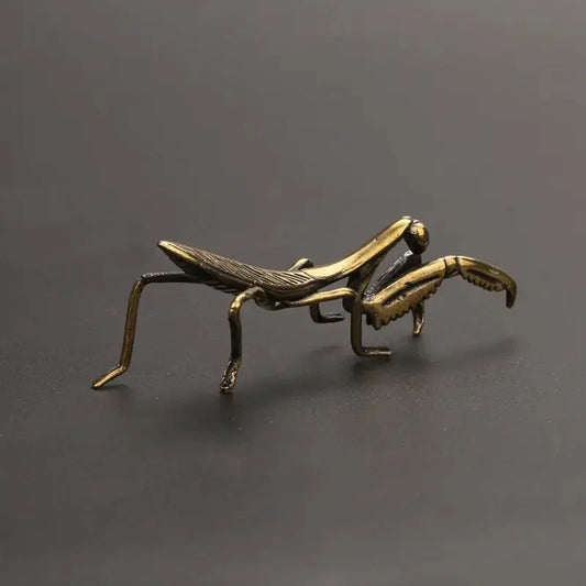 Set of 2 Bronze Mantis Figurines, Solid Copper Tea Pet for Tea Ceremony, Antique Insect Decor, Decorative Ornaments, Solid Metal Decor, Perfect for Home and Party Decoration
