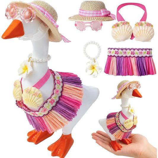 Mini 7-in Fabric Set, 7-Inch Desk Goose Charm, Hawaii Summer Outfit Accessory for Home Office Decor (Unisex), Mini 7" Goose