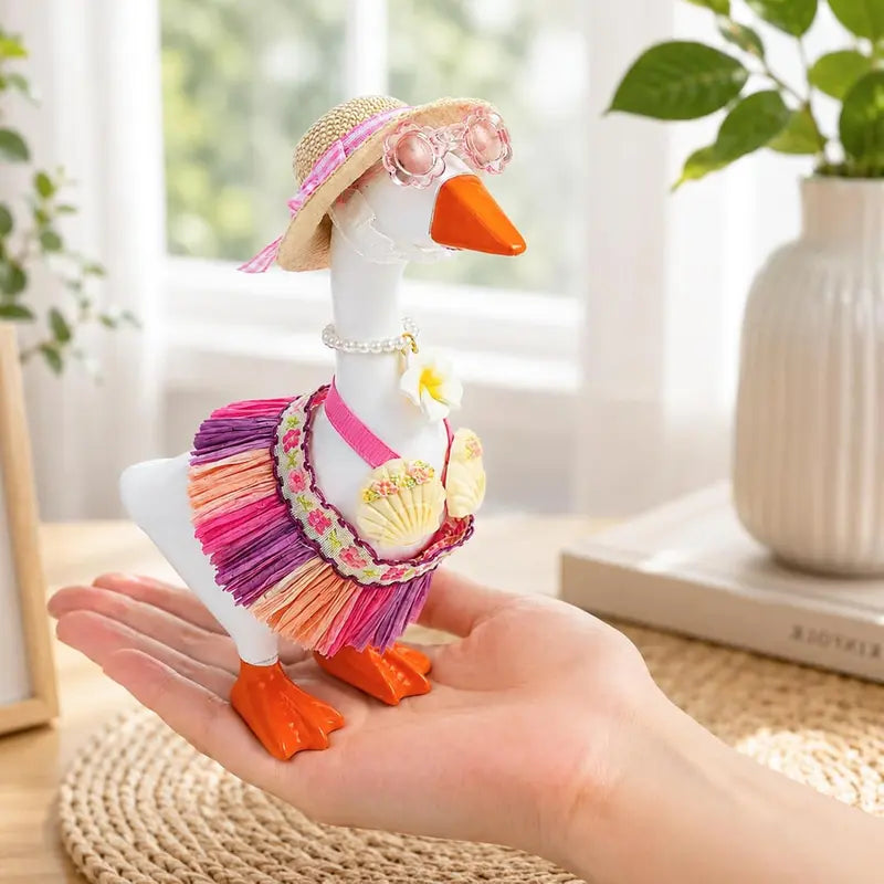 Mini 7-in Fabric Set, 7-Inch Desk Goose Charm, Hawaii Summer Outfit Accessory for Home Office Decor (Unisex), Mini 7" Goose