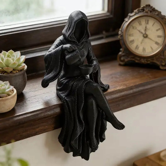 Dark Gothic Death God Sculpture, Craft Decorative Figurine, Unique Gift for Horror Fans, Medieval Goth Art Piece, Halloween Decoration, Resin Decor, Resin Figure