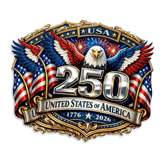250 Years Strong USA Anniversary Emblem Magnet - 2 Pack Magnets For Truck Car SUV Refrigerator Toolbox Gift - Design For Semiquincentennial Liberty Magnetic - 5 Inch 2 Piece - USAMAG0010