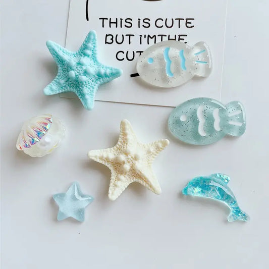 7/21pcs Geometric Starfish Shell Fish Dolphin Resin Fridge Magnets, Refrigerator Magnets, Decorative Fridge Magnets - Ocean-Themed Decor for Kitchen, Office, Home - Vibrant Colors, Durable Design, Perfect Gift for Birthdays, Fridge Magnets Set