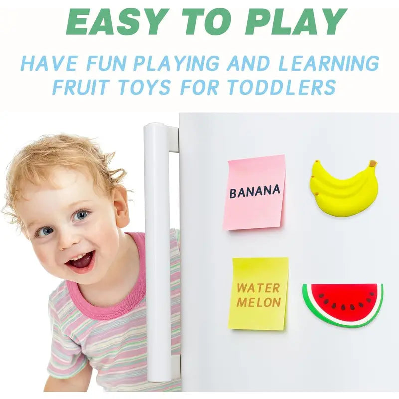 3D Fruit Magnetic Refrigerator Magnets - Large Durable Magnetic Early Education Learning Toys for 1-3 Years Old Toddlers, Sports & Outdoor Accessories Protective Gear Gifting Option, With Magnets