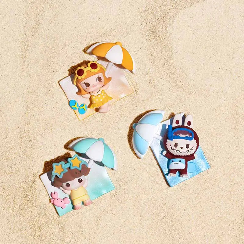 POP MART POP Bean Island Vacation Series Collectible Fridge Magnet Mystery Blind Box - Includes 1 Hidden Model, 6 Regular Models, Non-Exchangeable Blind Bag, Includes Hidden
