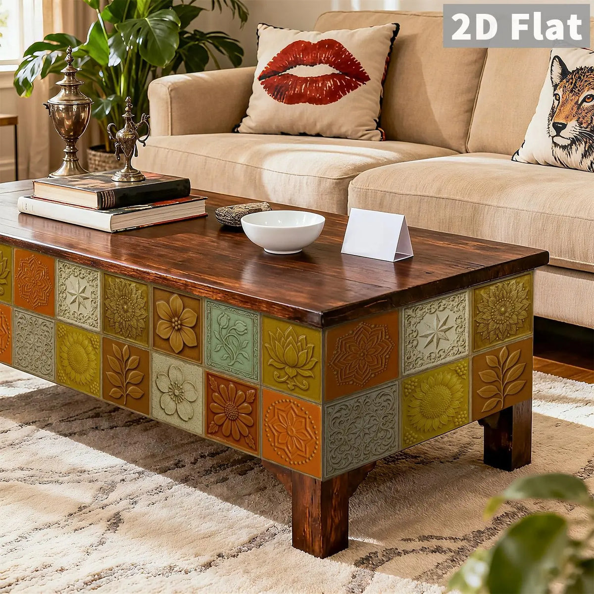 12/24 PCS per Gift Box, Sticker Set, ART PE Crystal Decorative Tile Stickers, Retro Warm Orange Embossed Floral & Star Pattern, Waterproof & Oil-Proof Self-Adhesive Tile Stickers for Kitchen, Bathroom, Tiles & Old Wooden Surfaces, Home Decor