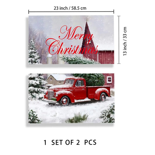 2pcs Truck & Merry Christmas Magnetic Decorative Dishwasher Stickers, Sticker Decoration, Festive Home Decor, Appliance Decals for Refrigerator, Washer, Dryer