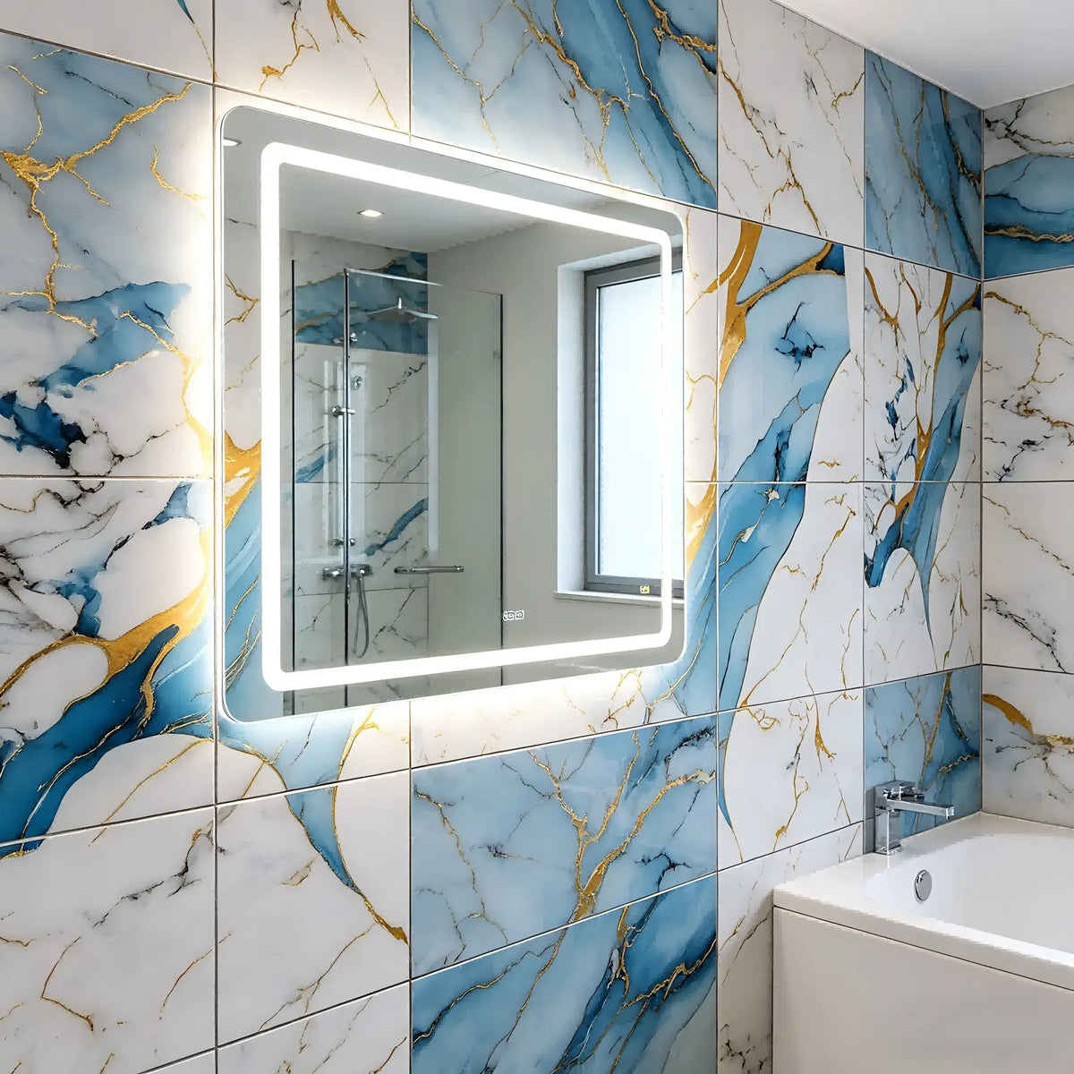 10pcs/20pcs Faux Tile Self-Adhesive Wall Stickers, Marble Tile Stickers, Interior Stickers, Wall Stickers Decorations, Waterproof Kitchen and Bathroom Decor, Residue-Free, Easy Installation, Durable Design, DIY Home Decoration
