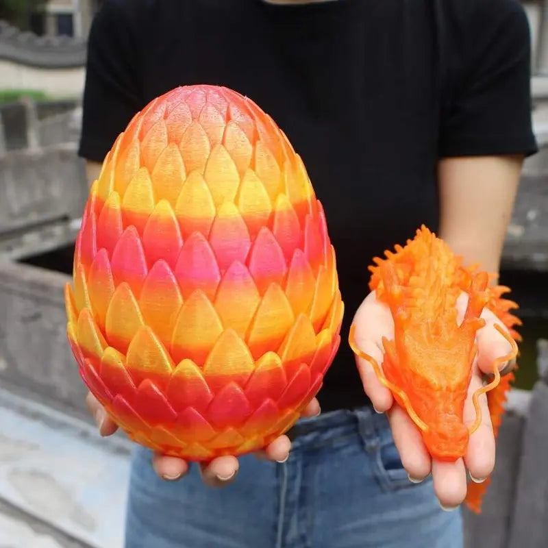 18cm Articulated 3D Printed Dragon Egg Decoration & 60cm Collectible Figurine - Home Decor, Stress Relief Articulated Fidget Figurines, Fidget Toys, Dragon Motif Ornament Gift, Fidgettoys