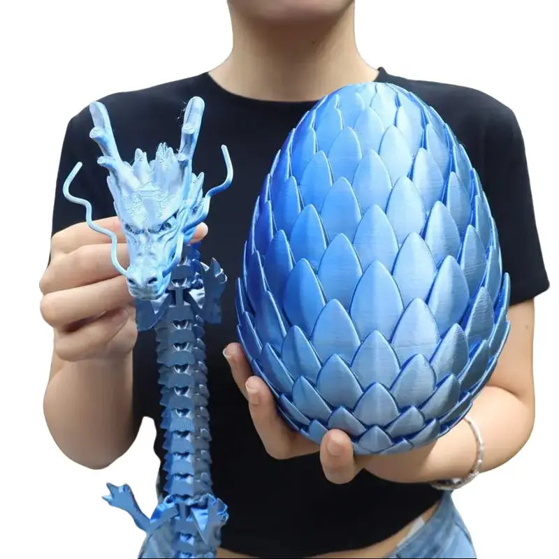 18cm Articulated 3D Printed Dragon Egg Decoration & 60cm Collectible Figurine - Home Decor, Stress Relief Articulated Fidget Figurines, Fidget Toys, Dragon Motif Ornament Gift, Fidgettoys