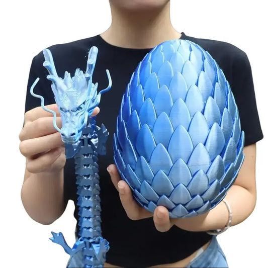 18cm Articulated 3D Printed Dragon Egg Decoration & 60cm Collectible Figurine - Home Decor, Stress Relief Articulated Fidget Figurines, Fidget Toys, Dragon Motif Ornament Gift, Fidgettoys