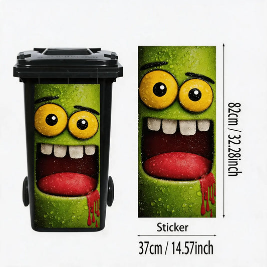 Funny Monster Face Trash Can Sticker, Self-Adhesive PVC Decorative Wall Decal, Graphic Decal, Waterproof Durable, High Gloss, Easy Peel, Indoor Outdoor Decor, Home Decor, Wall Stickers Decorations