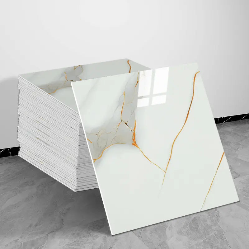 10/20/30 Sheets Thickened Marble Look Self-Adhesive Tile Stickers, Waterproof Anti-Mildew, Easy Peel & Stick Decorative Decal Wall Decal Kitchen Bathroom Wall Decor, Waterproof Wall Decals