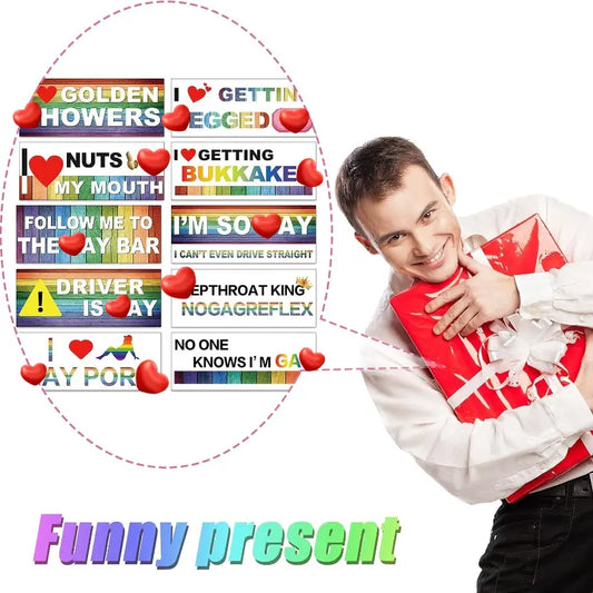 10Pcs Pride Theme Waterproof Vinyl Rectangle Magnetic Fridge Magnets - 3.3 inches x 8.1 inches UV-Resistant PVC Decor, Fits Fridges Lockers Toolboxes, Home Supplies Prank Gift for Office Whiteboard