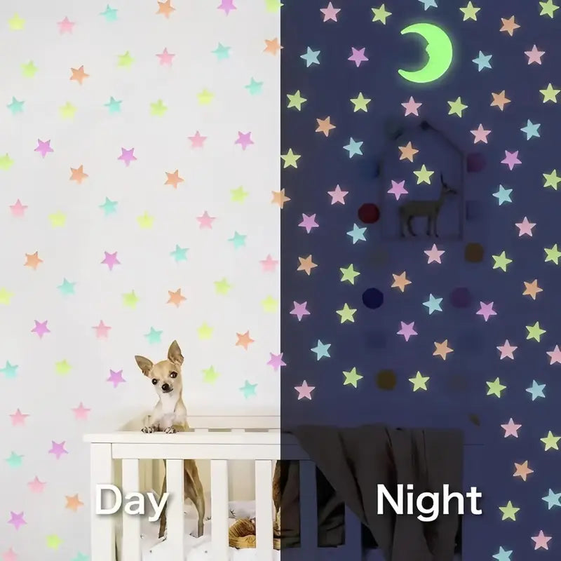 2pcs Plastic Glow-In-The-Dark Fluorescent Star Adhesive Decals, Peel And Stick Rectangular Flats Wall Decor for Kids' Bedrooms, Halloween Home Supplies
