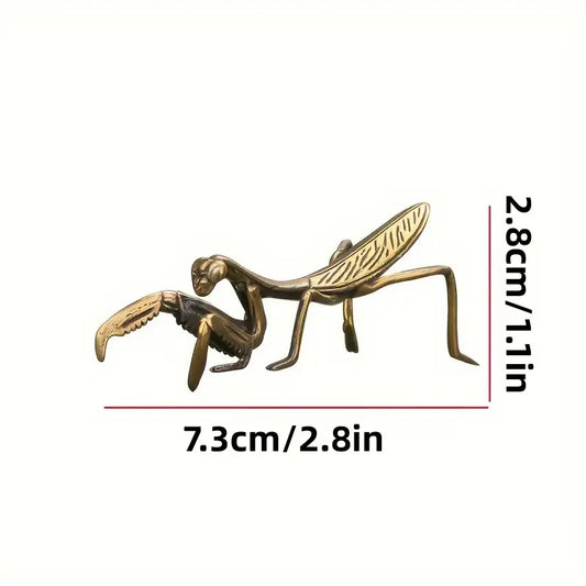 Set of 2 Bronze Mantis Figurines, Solid Copper Tea Pet for Tea Ceremony, Antique Insect Decor, Decorative Ornaments, Solid Metal Decor, Perfect for Home and Party Decoration
