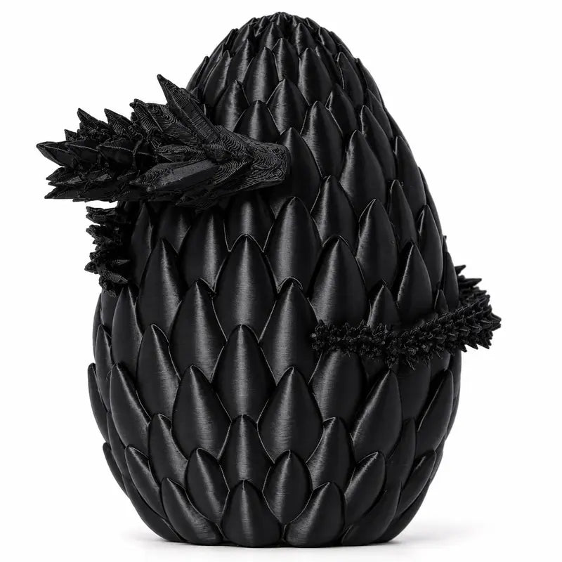 VECTORDESIGNSARIZONA 12" Large 3D Printed Geometric Scaly Gold Dragon Egg - PLA Plastic, Articulated Flexible Crystal-Scale Look Interior, Bedroom Room Decoration, Boxed Desk Statue, Adult Collectible Gift