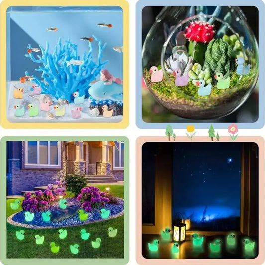 40 pcs Decorative Duck Figurines + 1 pc Mini Suitcase, Glow-in-the-Dark Duck Decor, Resin Ducks, Home Decor Ornaments, Ornament Accessories, Resin Animal Sculptures, for Home party, Living Room, Bar, Café Counter, Office Desk Decor