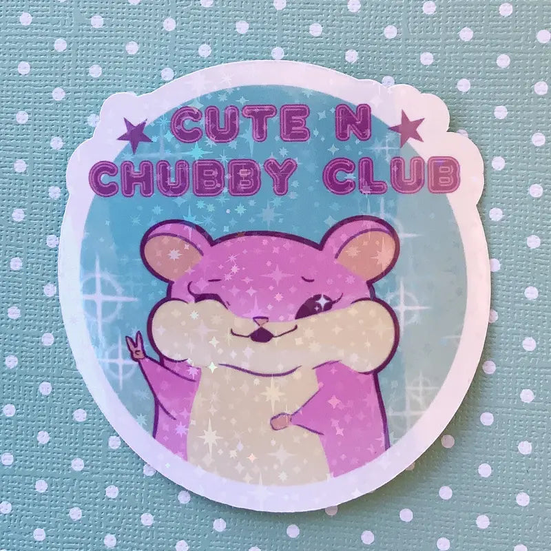 Cute & Chubby Club Sticker for Decorating Your Laptop, Skateboard or Flask - Waterproof Vinyl Decal